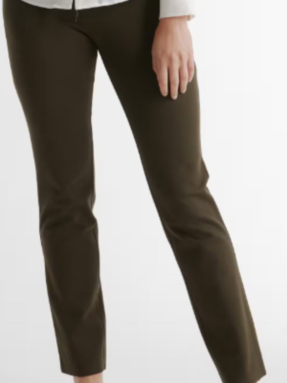 Quince Ultra-Stretch Ponte Straight Leg Pants Olive Green